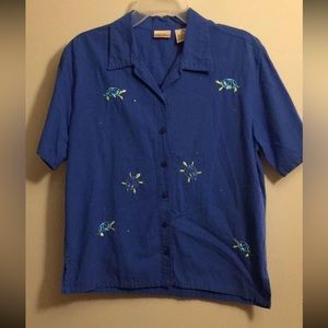 Bobbie Brooks Rhinestone Turtle Button Down